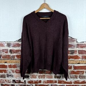 Vintage Protege Sweater Size XXL Burgundy Wool Alpaca Blend V Neck Pullover USA